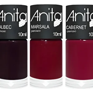 Esmalte Anita Coleção Uvas Malbec Marsala 3Un