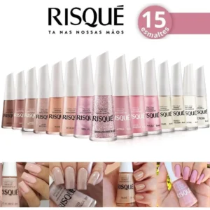 Kit Com 15 Esmaltes Risqué Hipoalergênicos Clássico 8ml